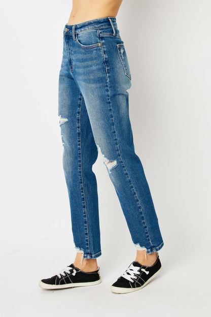 Get trendy with Judy Blue Full Size Queen Of Hearts Coin Pocket BF Jeans - Plus Size available at Styles Code. Grab yours today!