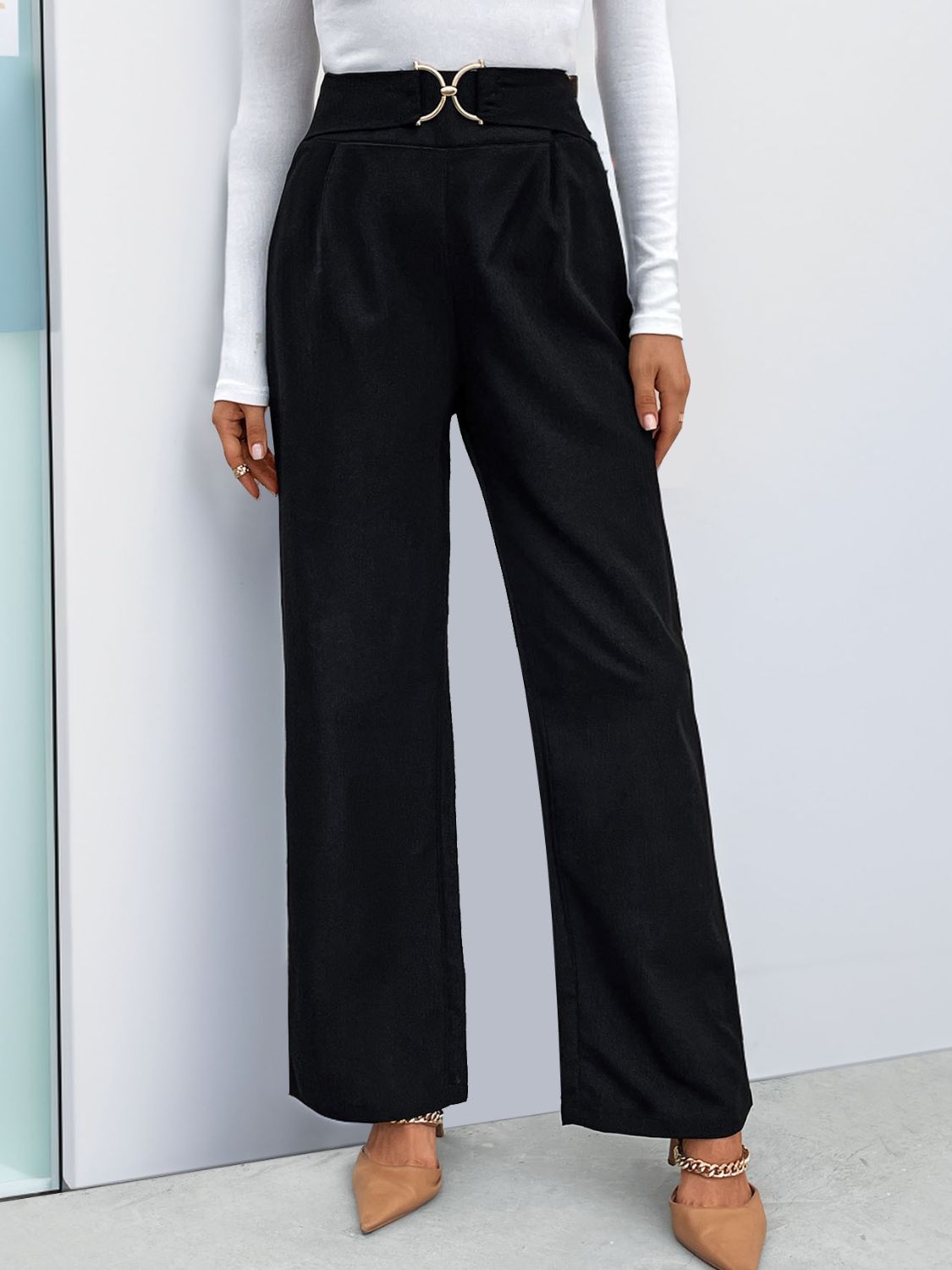 Get trendy with Perfee High Waist Straight Leg Pants - Pants available at Styles Code. Grab yours today!