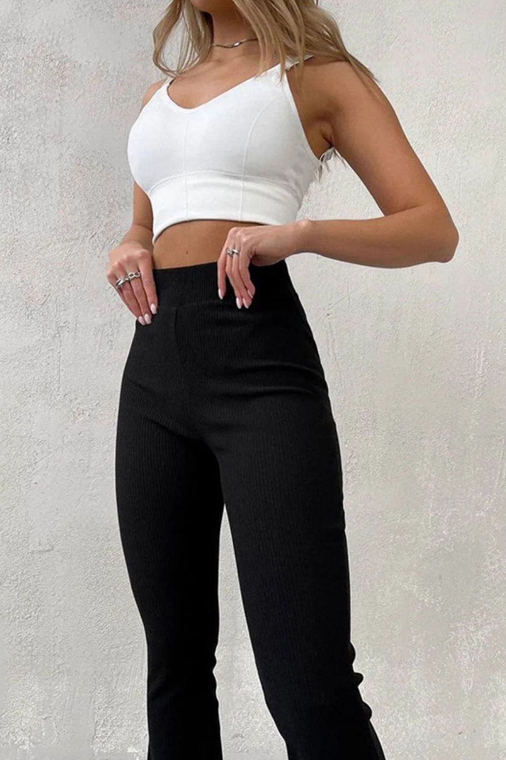 Get trendy with High Waist Flare Pants - Pants available at Styles Code. Grab yours today!