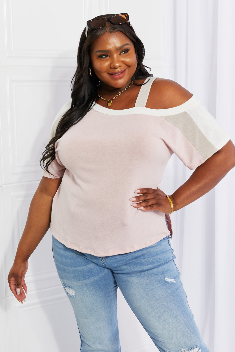 Get trendy with Full Size Cold Shoulder Tee - Tees available at Styles Code. Grab yours today!