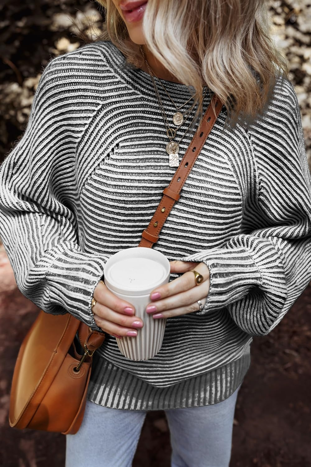 Get trendy with Textured Striped Round Neck Long Sleeve Top -  available at Styles Code. Grab yours today!