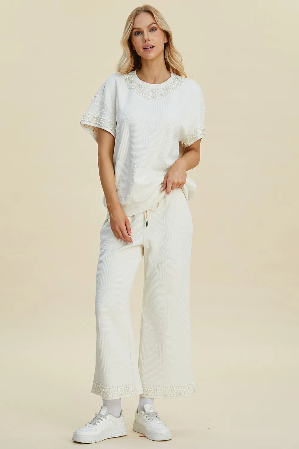 Get trendy with Round Neck Top and Pants Set - Two Piece Sets available at Styles Code. Grab yours today!