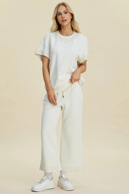 Get trendy with Round Neck Top and Pants Set - Two Piece Sets available at Styles Code. Grab yours today!