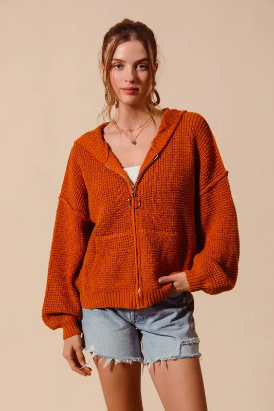 Get trendy with Hooded Textured Cardigan -  available at Styles Code. Grab yours today!