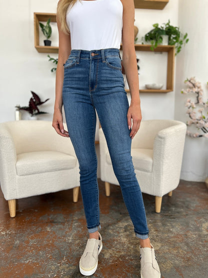 Get trendy with Judy Blue Full Size Cuffed Hem Skinny Jeans - Plus Size available at Styles Code. Grab yours today!