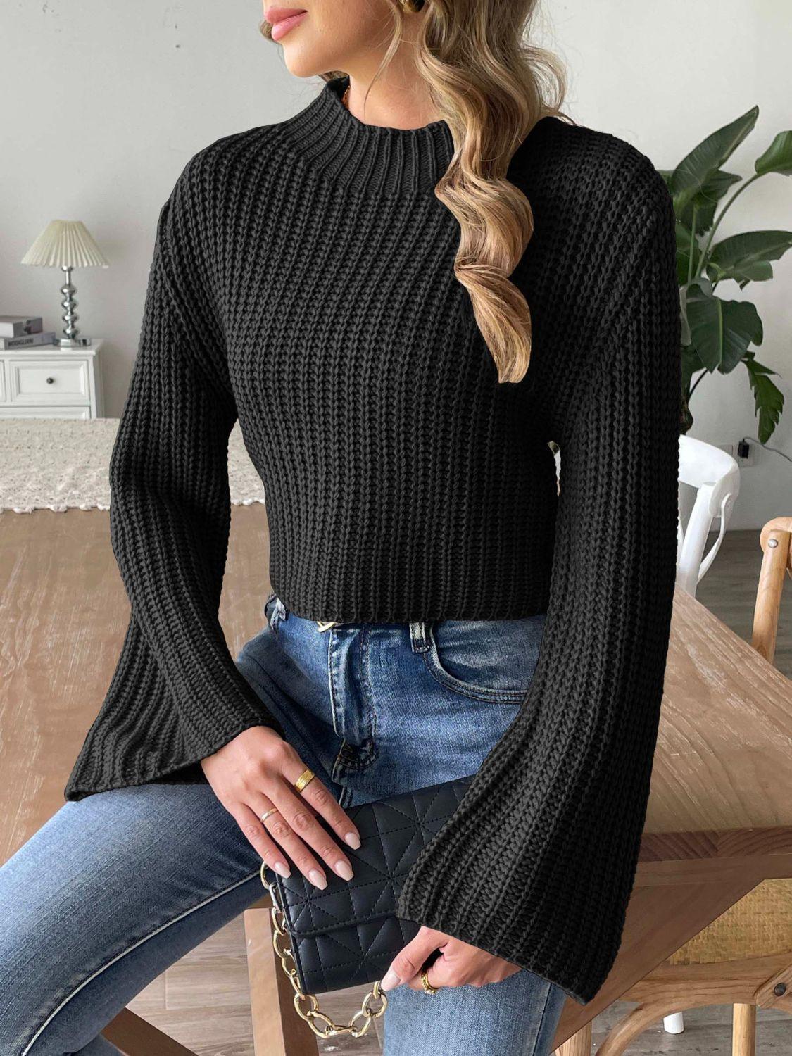 Get trendy with Mock Neck Long Sleeve Sweater -  available at Styles Code. Grab yours today!