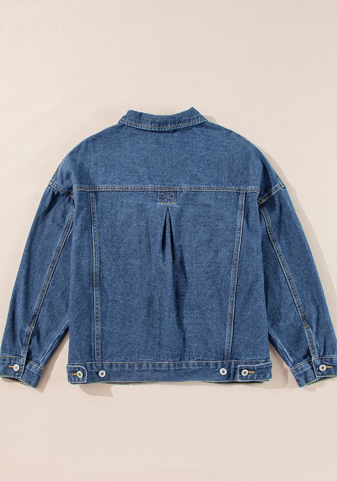 Get trendy with Pocketed Button Up Denim Jacket - Denim Jacket available at Styles Code. Grab yours today!