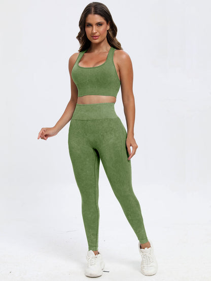 Get trendy with Scoop Neck Wide Strap Top and Pants Active Set - Activewear available at Styles Code. Grab yours today!