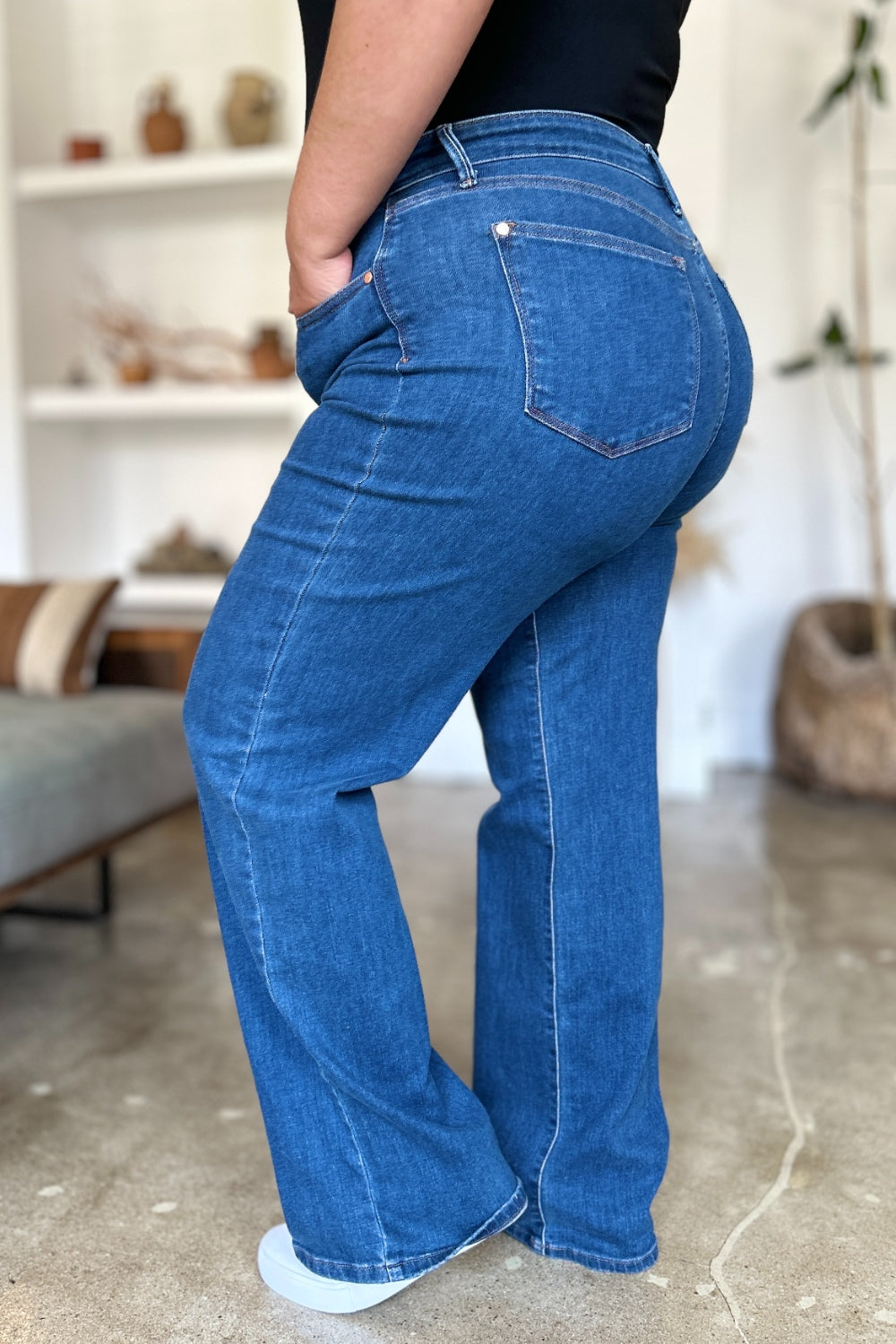 Get trendy with Judy Blue Full Size High Rise Straight Jeans - Plus Size available at Styles Code. Grab yours today!