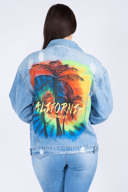 Get trendy with Full Size Distressed Denim Jacket - Denim Jacket available at Styles Code. Grab yours today!