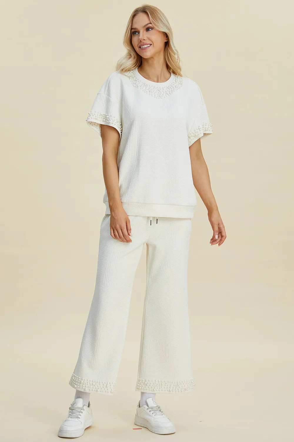 Get trendy with Round Neck Top and Pants Set - Two Piece Sets available at Styles Code. Grab yours today!