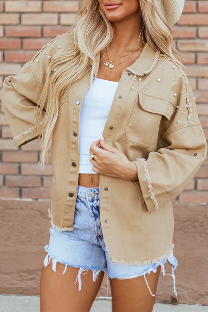 Get trendy with Dropped Shoulder Denim Jacket - Denim Jacket available at Styles Code. Grab yours today!