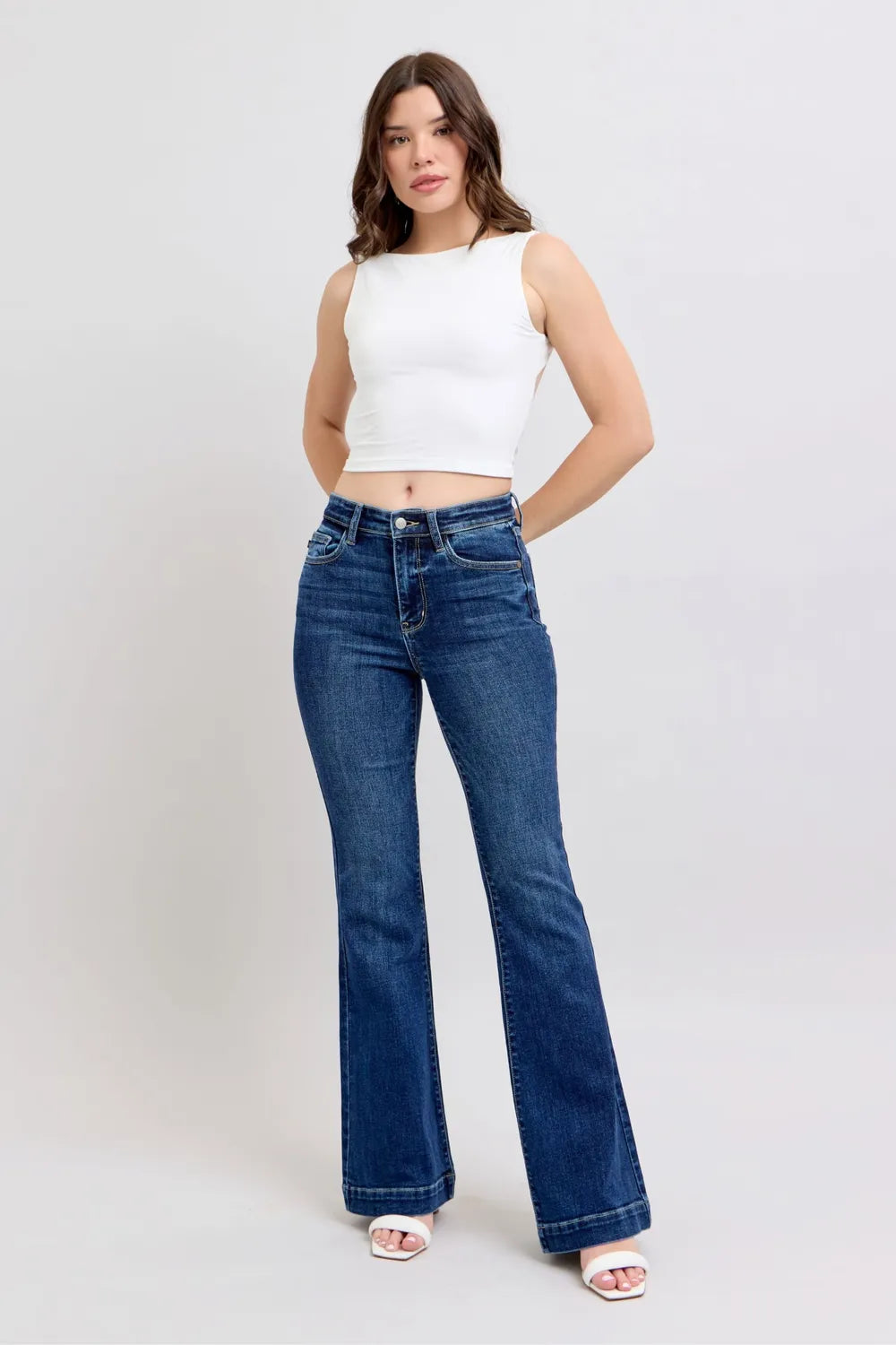 Get trendy with High Rise Flare Jeans Plus Size - Jeans available at Styles Code. Grab yours today!
