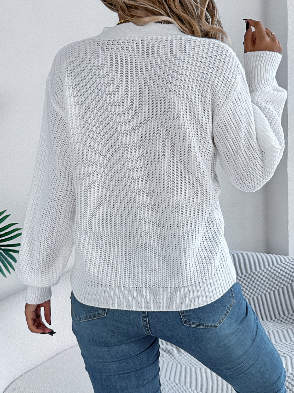 Get trendy with Cutout V-Neck Long Sleeve Sweater -  available at Styles Code. Grab yours today!