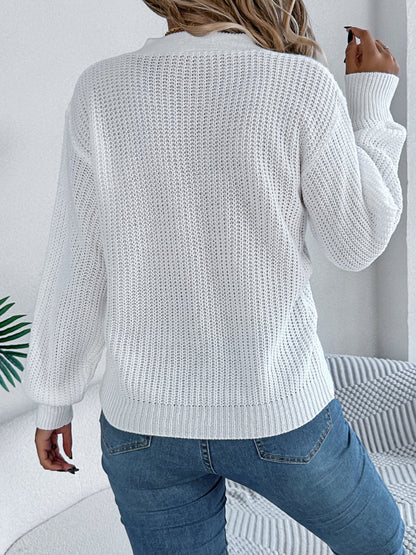 Get trendy with Cutout V-Neck Long Sleeve Sweater -  available at Styles Code. Grab yours today!