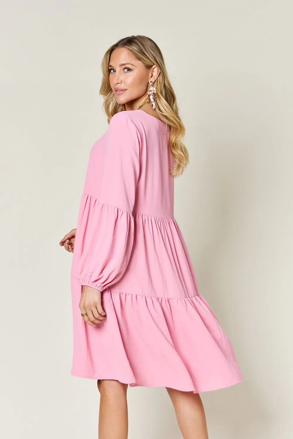 Get trendy with Full Size V-Neck Tiered Dress - Dress available at Styles Code. Grab yours today!