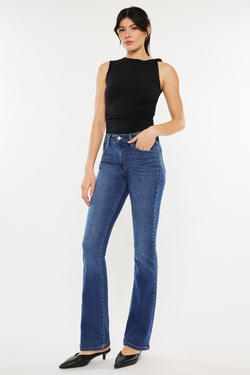 Get trendy with Kancan High Rise Slim Bootcut Jeans - Jeans available at Styles Code. Grab yours today!