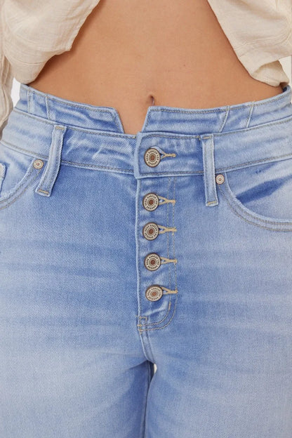 Get trendy with Curvy High Rise Flare Jeans - Jeans available at Styles Code. Grab yours today!