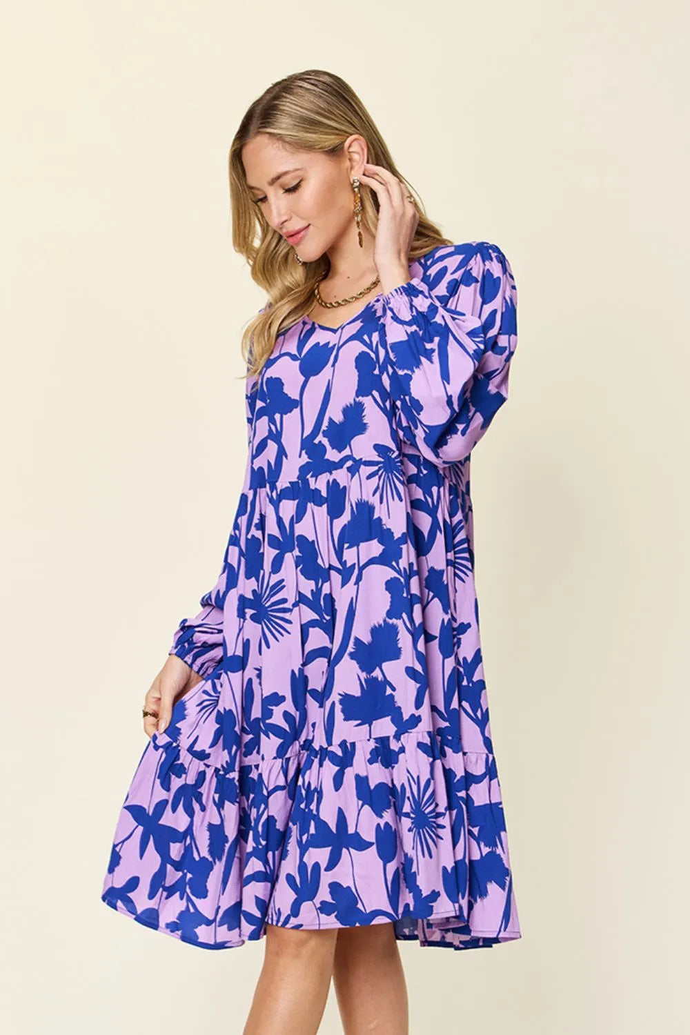 Get trendy with Full Size Printed Ruffle Hem Dress - Dress available at Styles Code. Grab yours today!