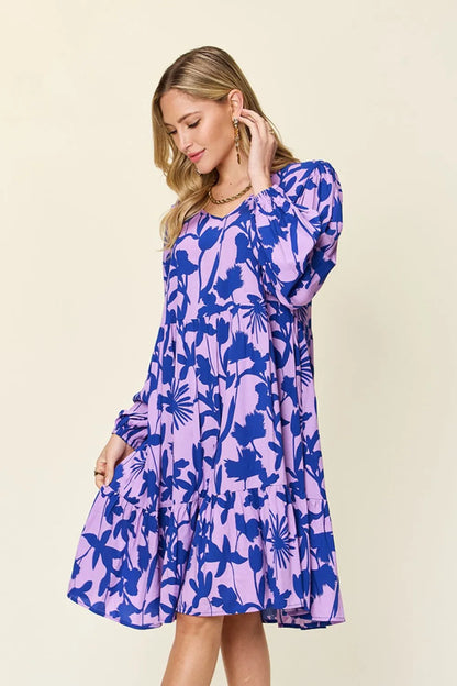 Get trendy with Full Size Printed Ruffle Hem Dress - Dress available at Styles Code. Grab yours today!