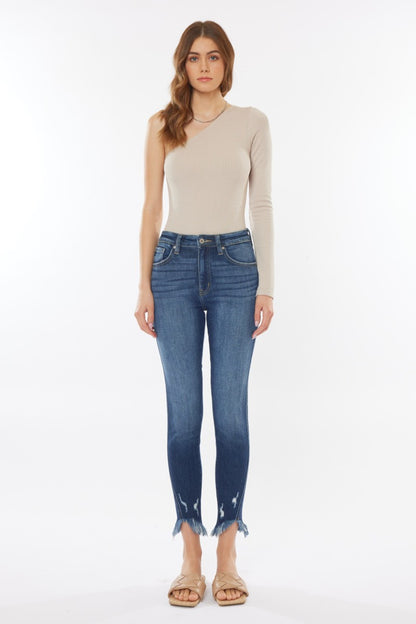 Get trendy with Raw Hem Cropped Jeans - Jeans available at Styles Code. Grab yours today!