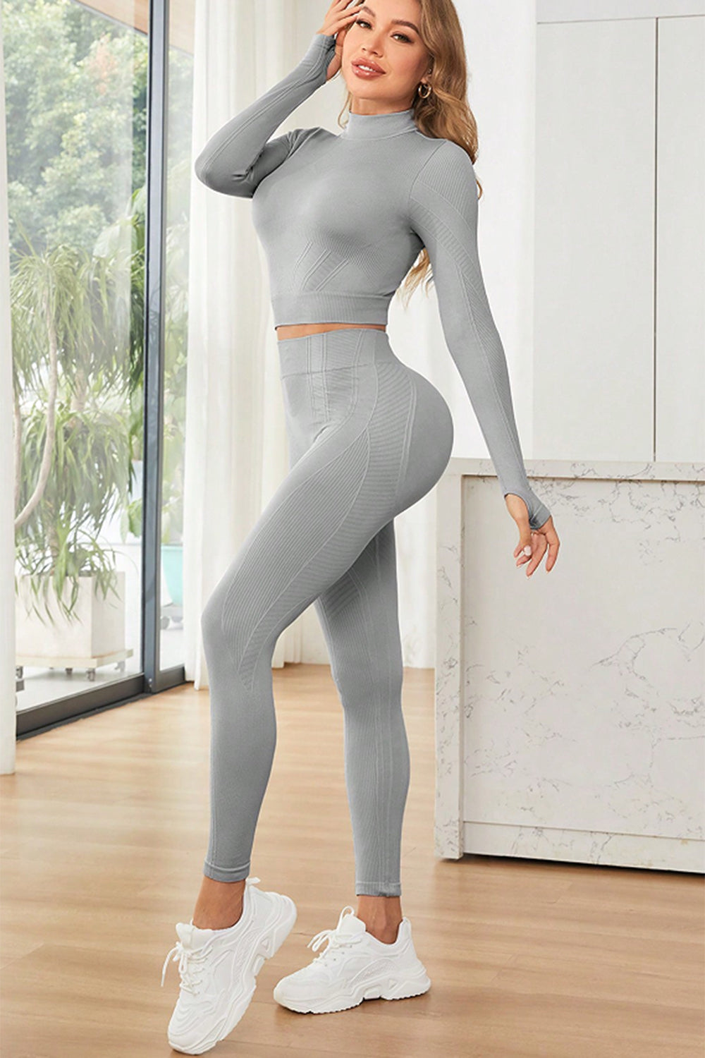 Get trendy with Mock Neck Long Sleeve Top and Leggings Active Set - Activewear available at Styles Code. Grab yours today!