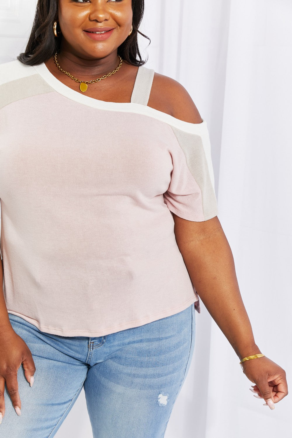 Get trendy with Full Size Cold Shoulder Tee - Tees available at Styles Code. Grab yours today!