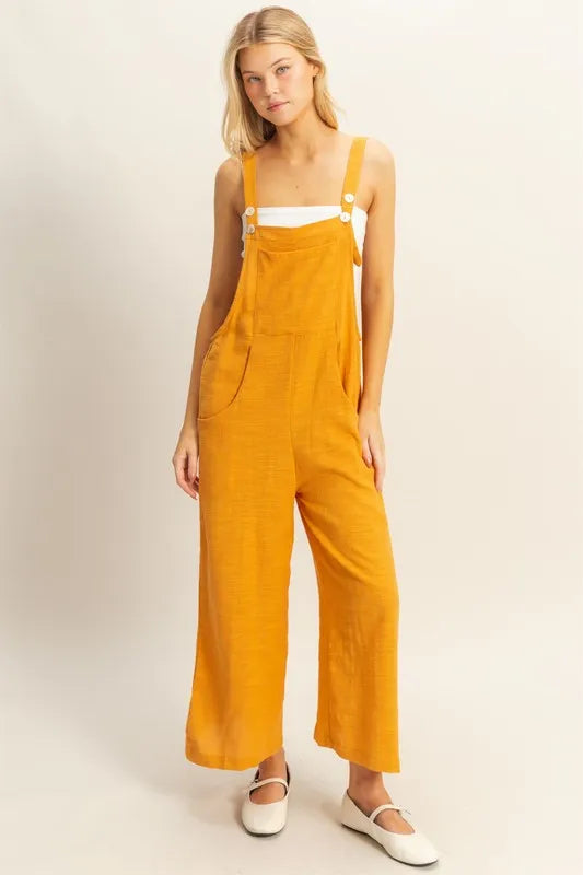 Get trendy with Textured Wide Leg Overall - Jumpsuit available at Styles Code. Grab yours today!