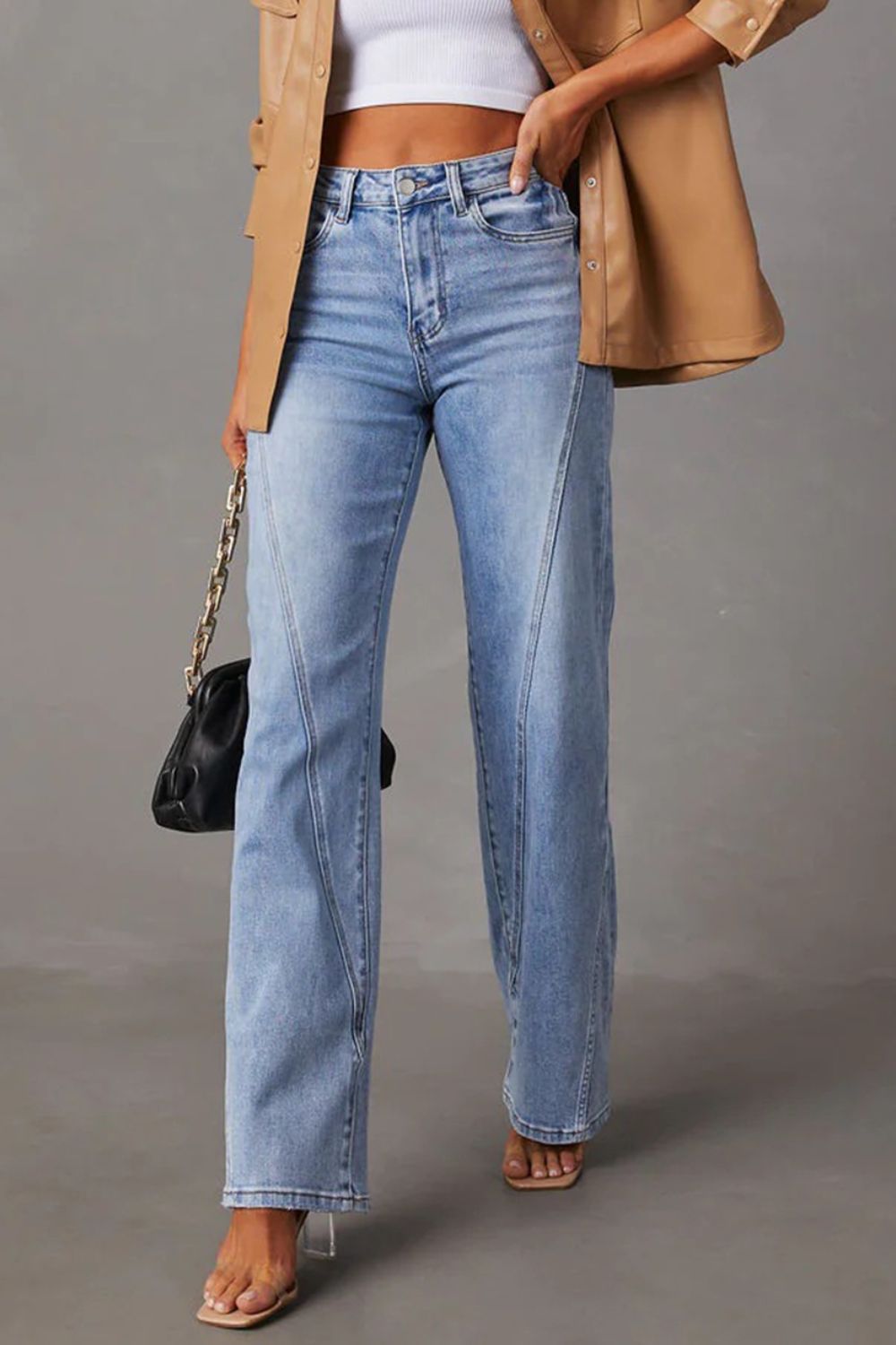 Get trendy with High Waist Straight Jeans with Pockets - Jeans available at Styles Code. Grab yours today!