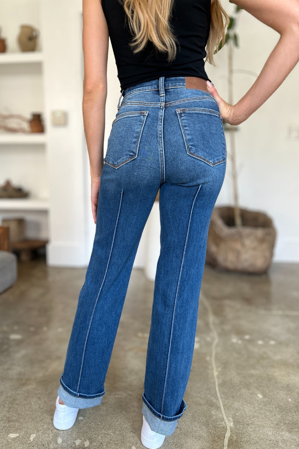 Get trendy with Full Size High Waist Straight Jeans - Plus Size available at Styles Code. Grab yours today!