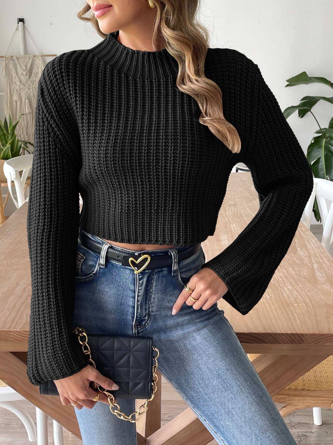 Get trendy with Mock Neck Long Sleeve Sweater -  available at Styles Code. Grab yours today!