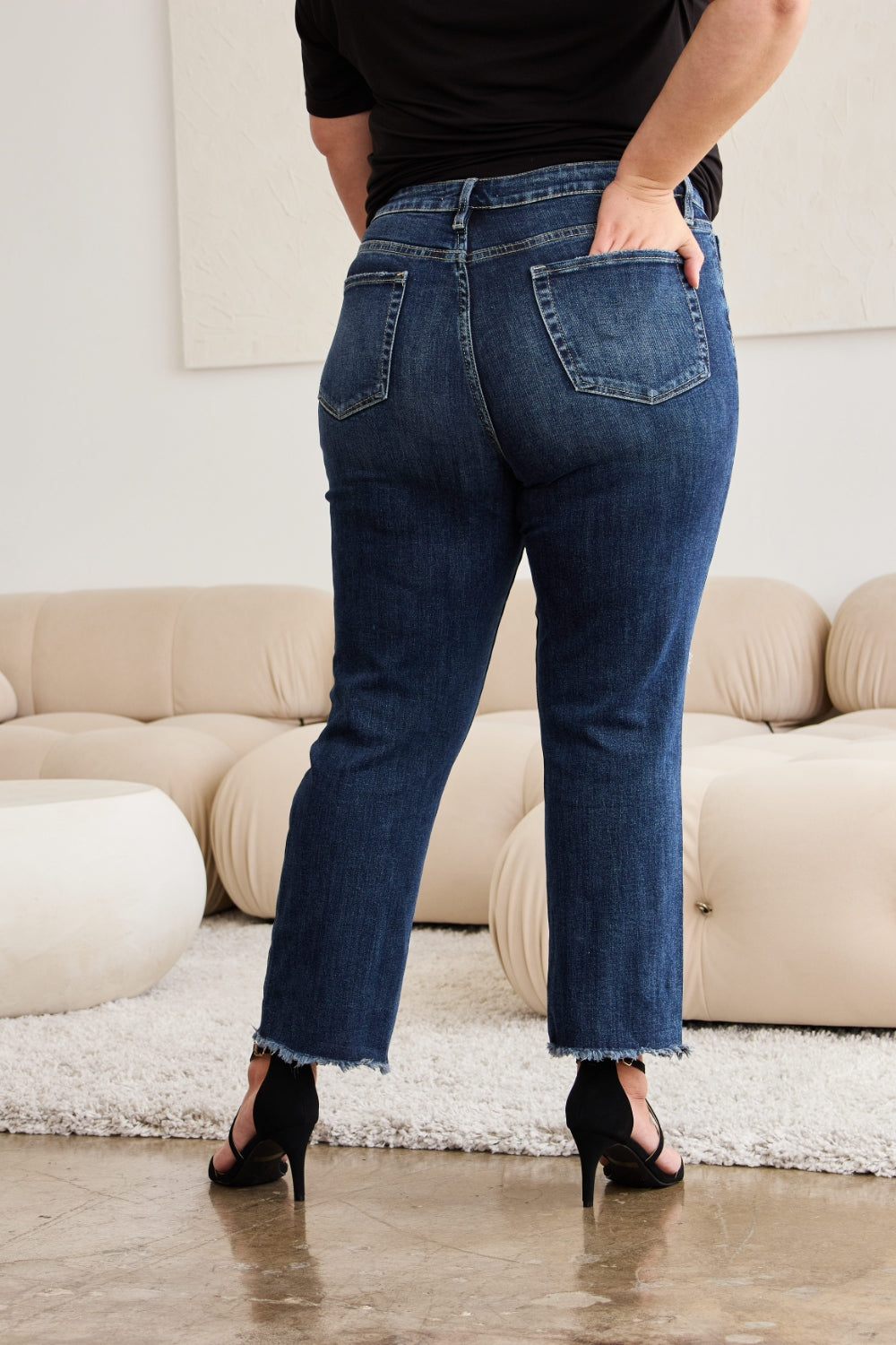 Get trendy with Full Size Distressed High Waist Jeans - Jeans available at Styles Code. Grab yours today!