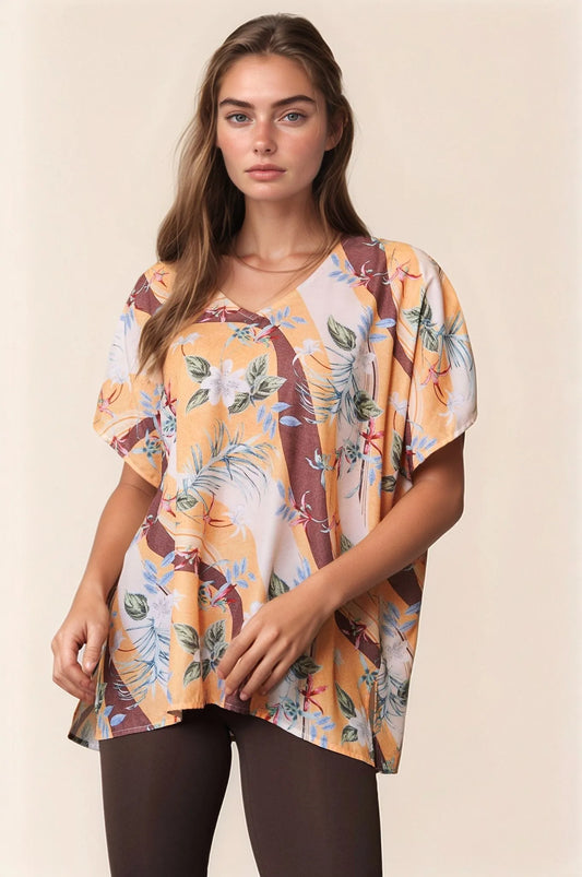 Get trendy with V Neck Short Sleeve Loose Fit Top - Top available at Styles Code. Grab yours today!