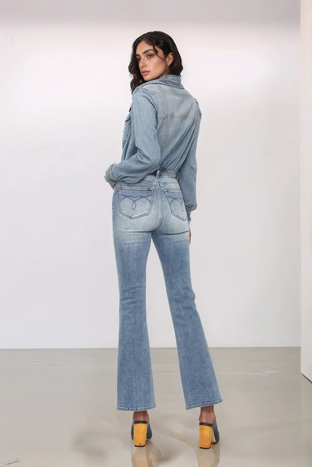 Get trendy with Full Size Tummy Control Bootcut Jeans - Jeans available at Styles Code. Grab yours today!