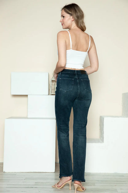 Get trendy with Button Fly Hem Straight Jeans - Jeans available at Styles Code. Grab yours today!