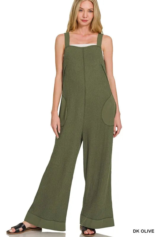 Get trendy with Knit Waffle Overalls - Jumpsuit available at Styles Code. Grab yours today!