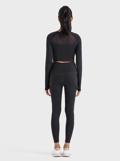 Get trendy with Millennia Square Neck Long Sleeve Cropped Sports Top - Activewear available at Styles Code. Grab yours today!