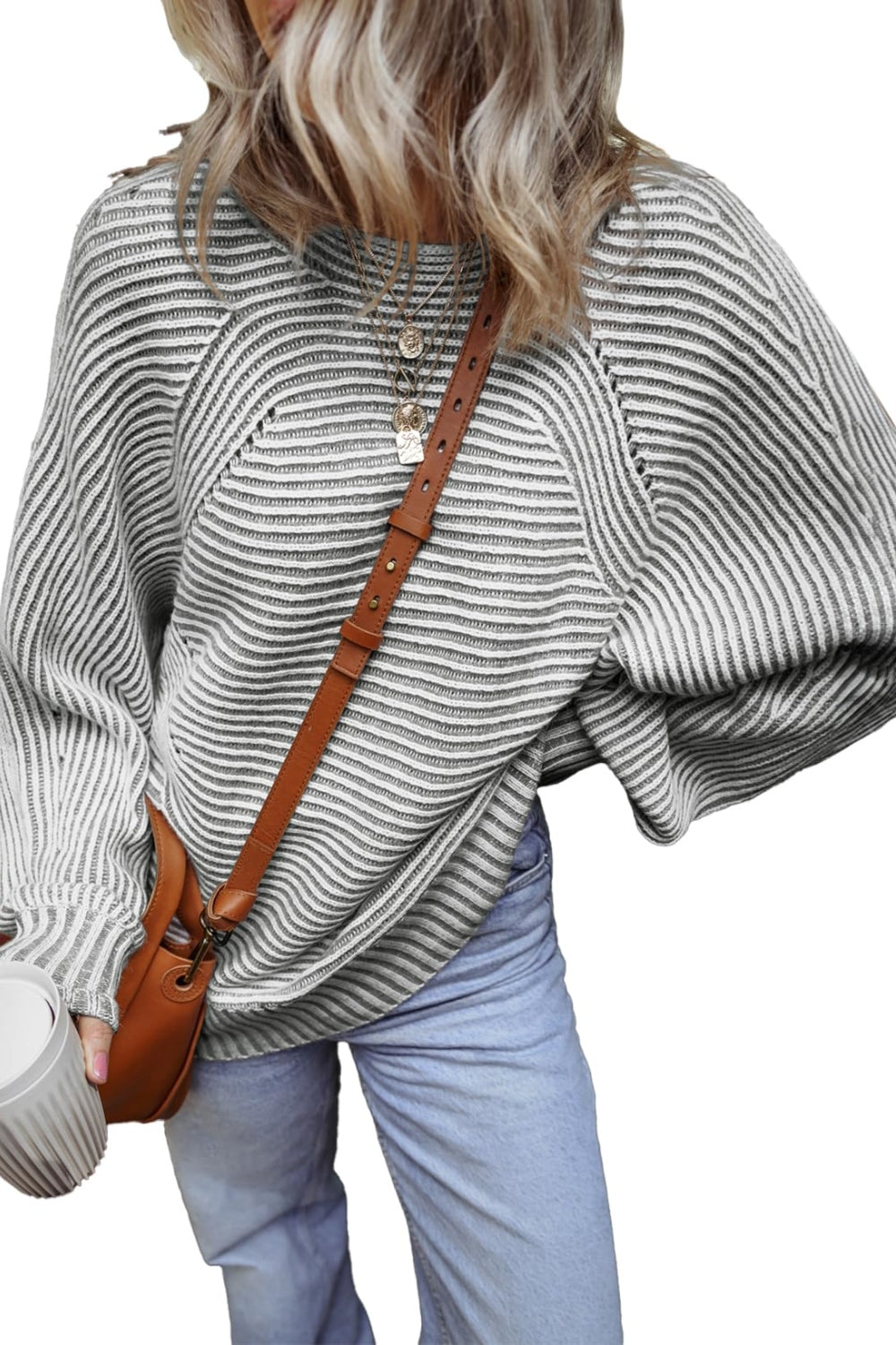 Get trendy with Textured Striped Round Neck Long Sleeve Top -  available at Styles Code. Grab yours today!