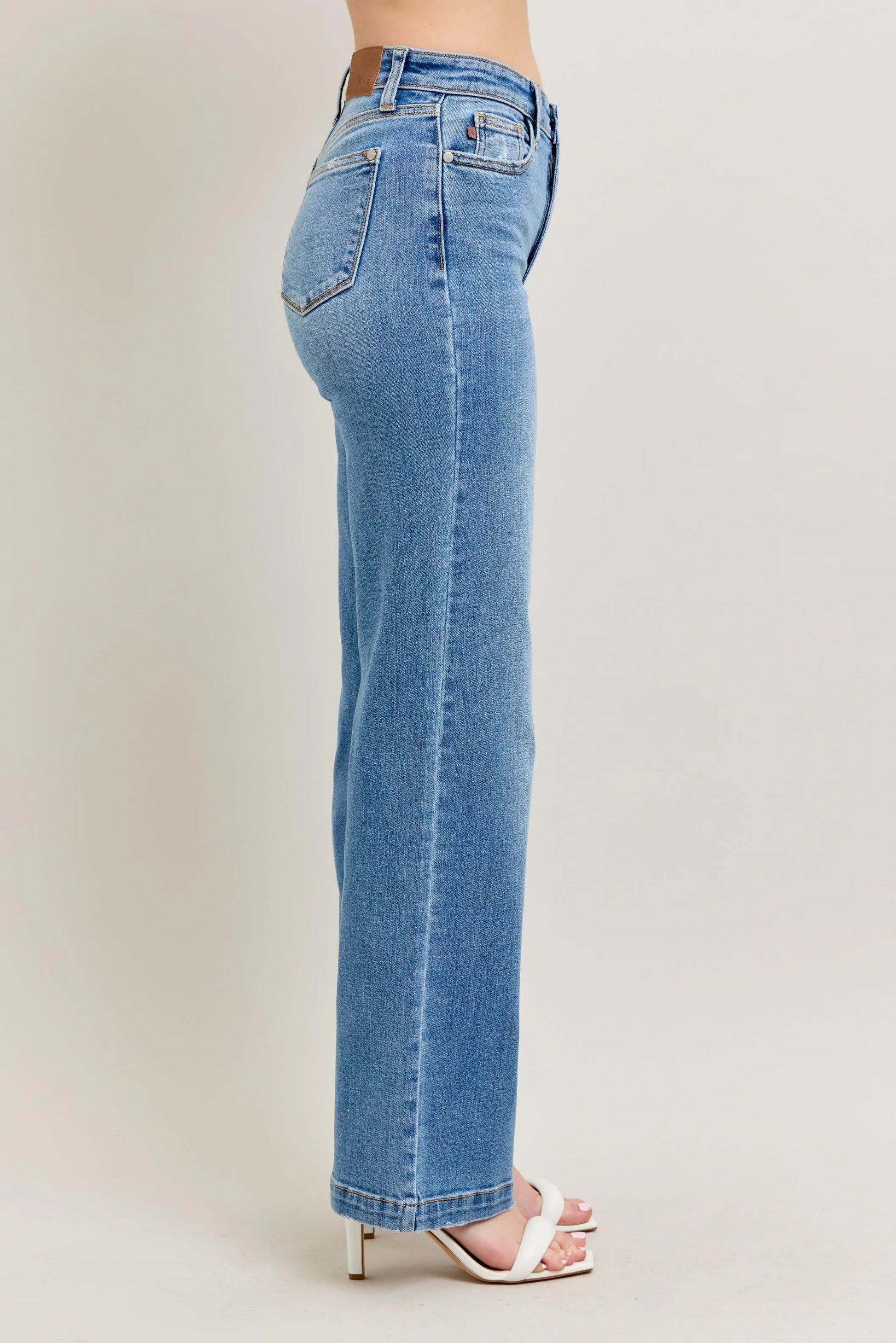 Get trendy with Full Size High Waist Straight Jeans - Jeans available at Styles Code. Grab yours today!