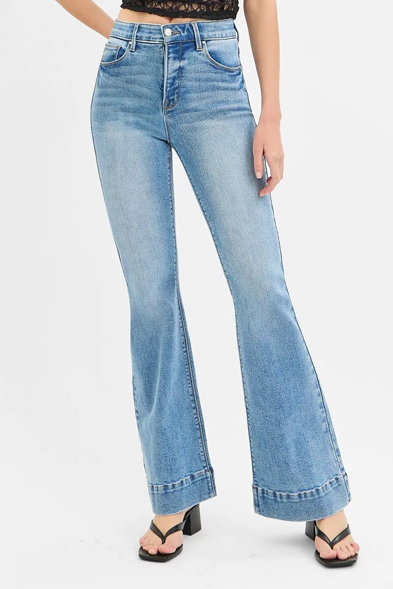 Get trendy with Elastic Band High Rise Jeans Plus Size - Jeans available at Styles Code. Grab yours today!