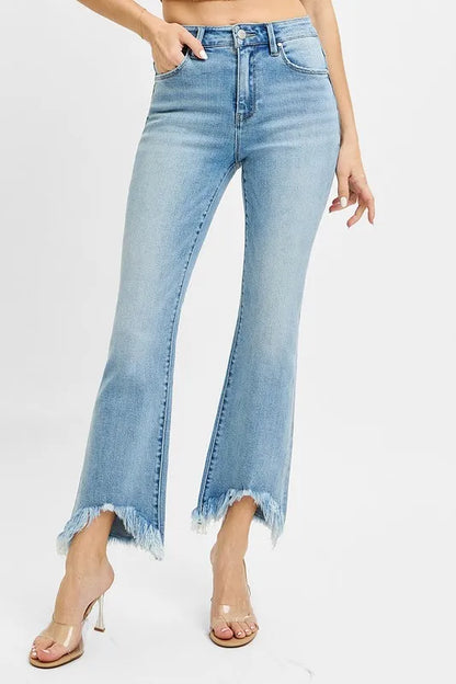 Get trendy with High Rise Crop Bootcut Jeans - Plus Size - Jeans available at Styles Code. Grab yours today!