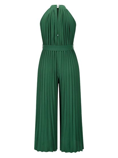 Get trendy with Cutout Tied Pleated Sleeveless Jumpsuit - Jumpsuit available at Styles Code. Grab yours today!