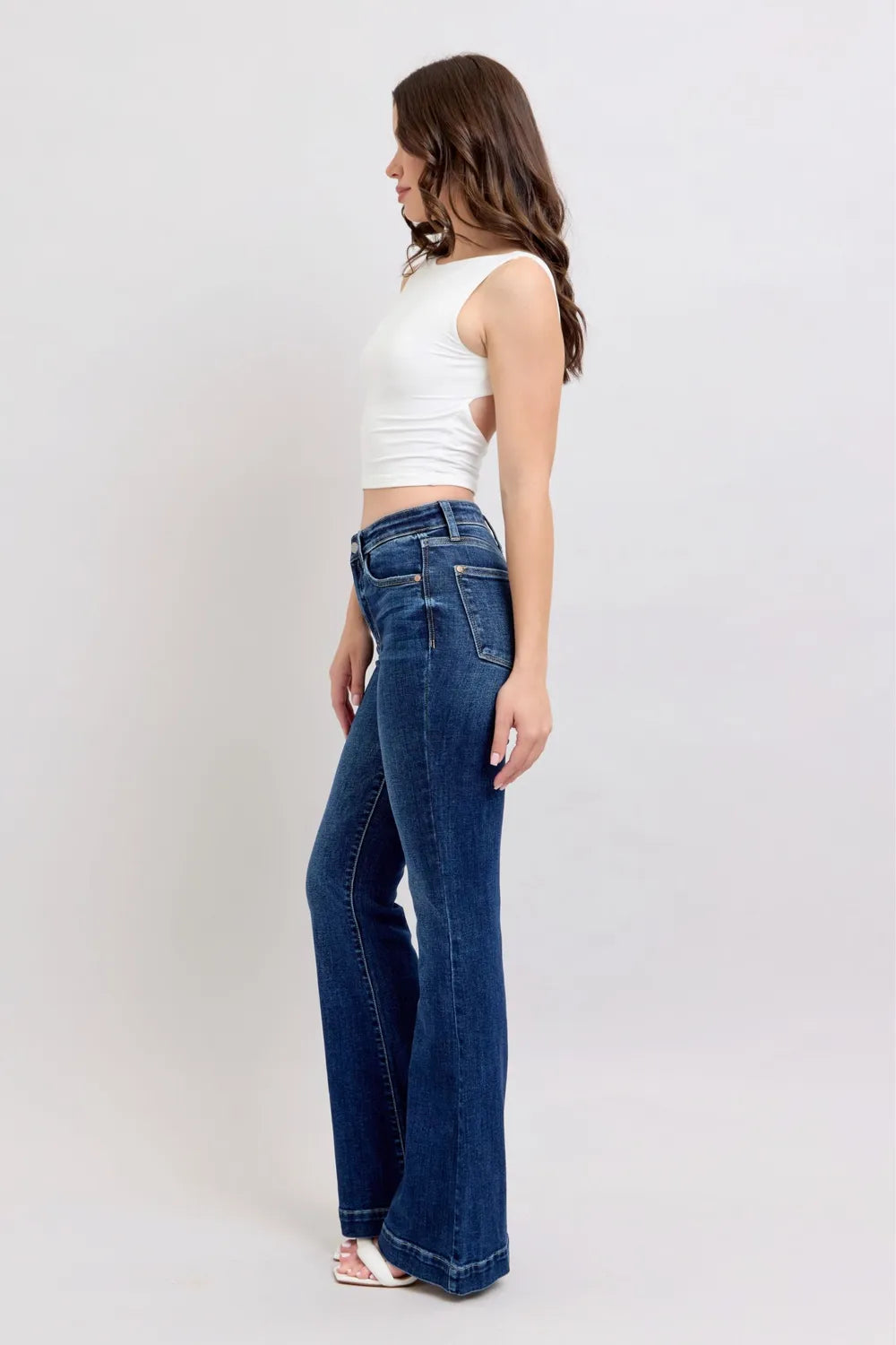 Get trendy with High Rise Flare Jeans Plus Size - Jeans available at Styles Code. Grab yours today!