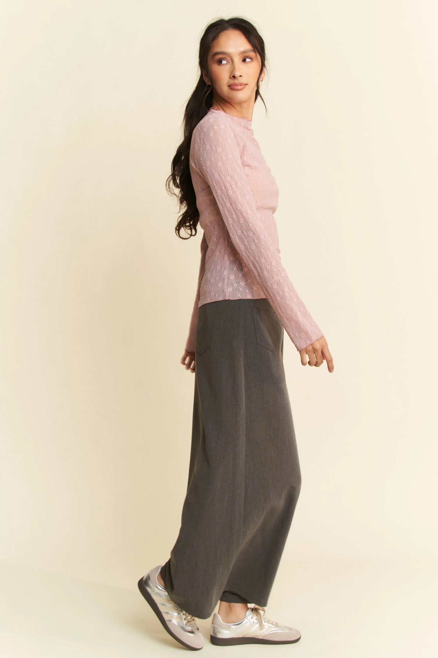 Get trendy with Long Sleeve Sheer Lace Top - Top available at Styles Code. Grab yours today!