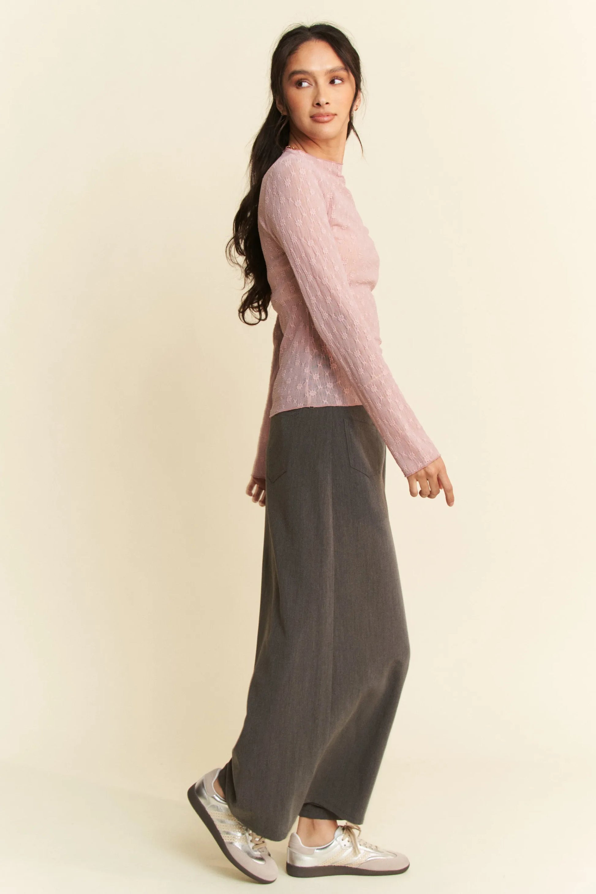 Get trendy with Long Sleeve Sheer Lace Top - Top available at Styles Code. Grab yours today!