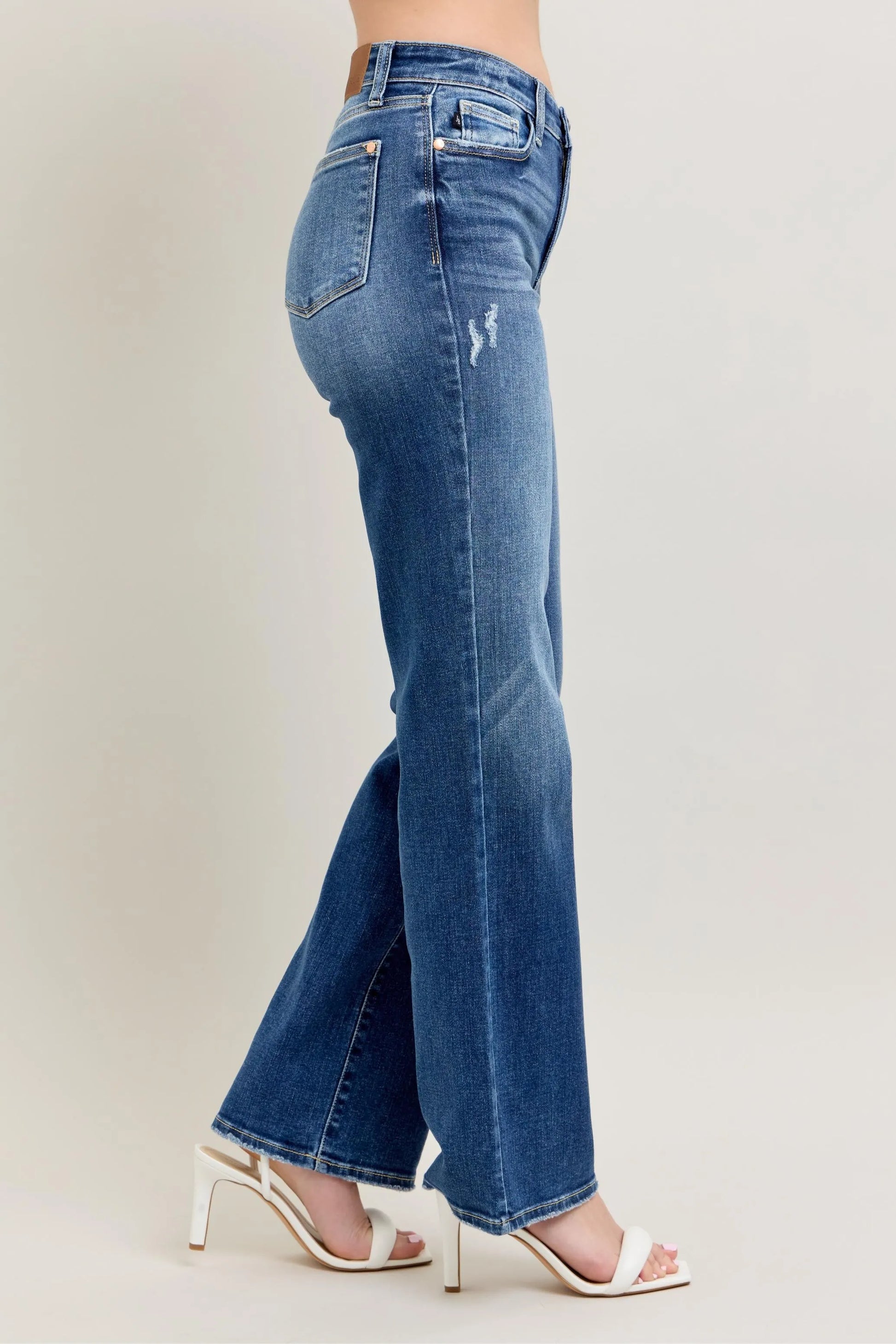 Get trendy with High Waist 90's Straight Leg Jean - Jeans available at Styles Code. Grab yours today!