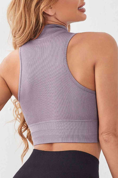 Get trendy with Mock Neck Ribbed Sports Tank - Activewear available at Styles Code. Grab yours today!