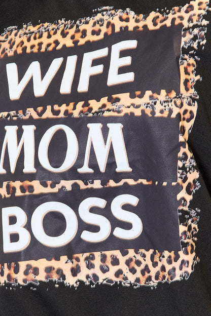 Get trendy with WIFE MOM BOSS Leopard Graphic T-Shirt - T-Shirt available at Styles Code. Grab yours today!