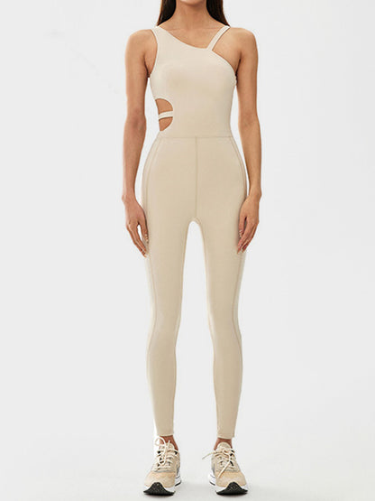 Get trendy with Cutout Asymmetrical Neck Active Jumpsuit - Activewear available at Styles Code. Grab yours today!