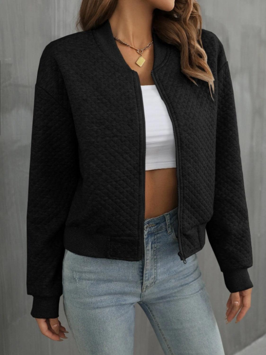 Get trendy with Zip Up Long Sleeve Jacket -  available at Styles Code. Grab yours today!